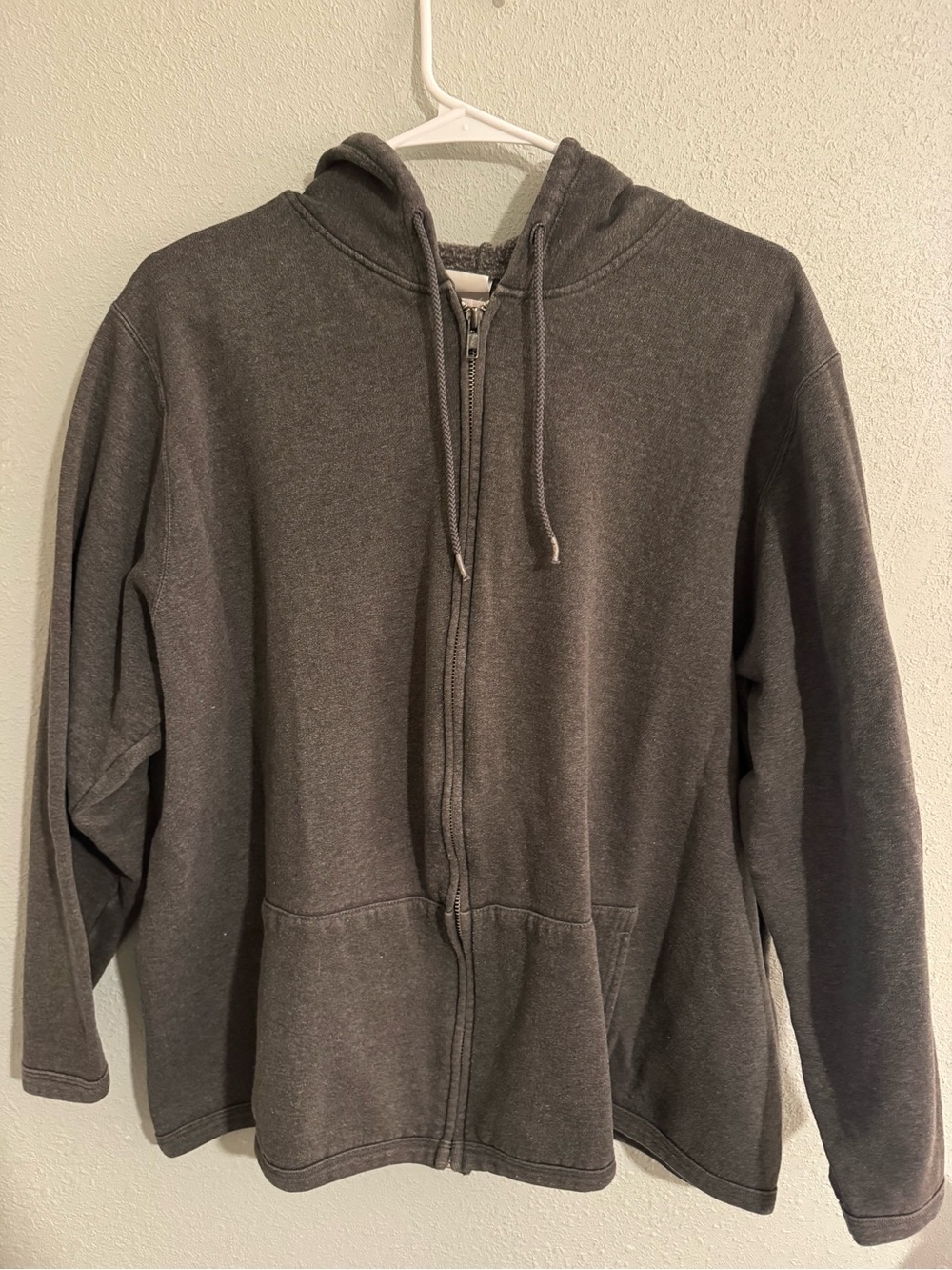 Vintage Womens Charcoal Gray Zip-up Hoodie